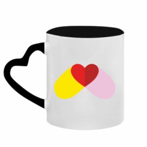 Kubki z uchwytem w kształcie serca dwukolorowe