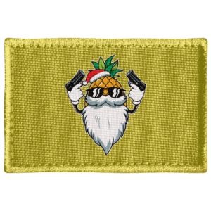 Naszywka prostokątna na Nowy Rok Pinapple Santa with Guns