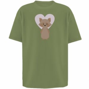 Koszulka oversize z szopami Raccoon with heart