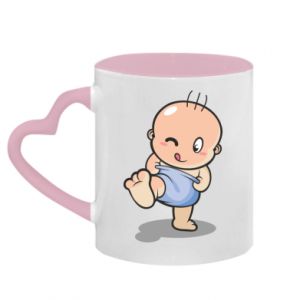 Kubki z uchwytem w kształcie serca dwukolorowe