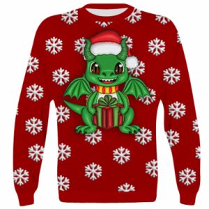 Bluza Fullprint na Nowy Rok Słodki smok z prezentem
