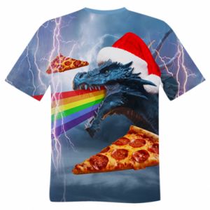 Męska koszulka Fullprint ze smokami Smok i pizza