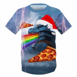 Dziecięca koszulka Fullprint ze smokami Smok i pizza