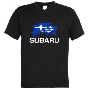 Koszulka V-neck męska Subaru logo