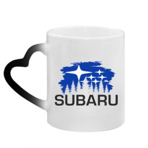 Kubek magiczny z uchwytem w kształcie serca Subaru logo