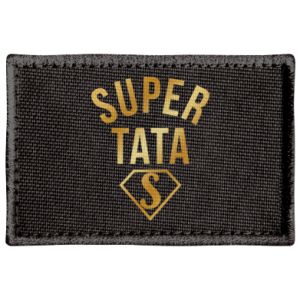 Naszywka prostokątna Super tata złoto i srebro