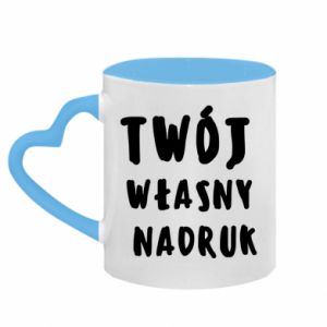 Kubek z uchwytem w kształcie serca dwokolorowy Twój własny nadruk
