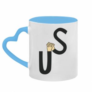Kubki z uchwytem w kształcie serca dwukolorowe