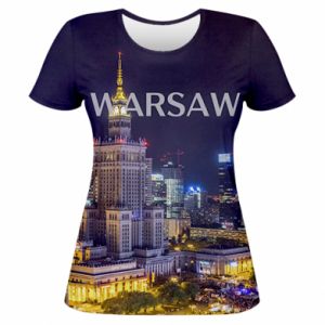Damska koszulka Fullprint Warszawa nocą miasto
