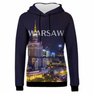 Damska bluza z kapturem Fullprint Warszawa nocą miasto