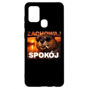 Etui na Samsung A21s Zachowaj spokój bóbr