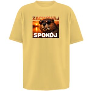 Koszulka oversize Zachowaj spokój bóbr - PrintSalon Koszulka oversize Zachowaj spokój bóbr