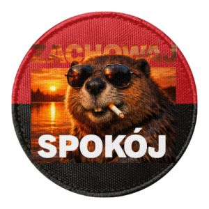 Naszywka okrągła Zachowaj spokój bóbr